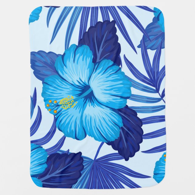 Hawaiian tropical plants, hibiscus pattern. baby blanket (Front)