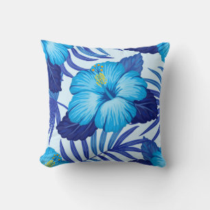 Hawaiian tropical plants, hibiscus pattern. throw pillow