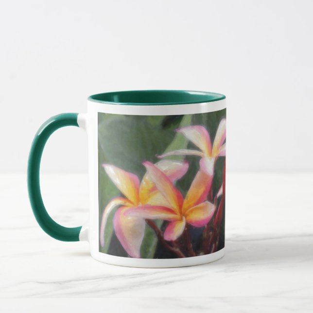 Hawaiian Tropical Plumeria & Hibiscus Mugs (Left)