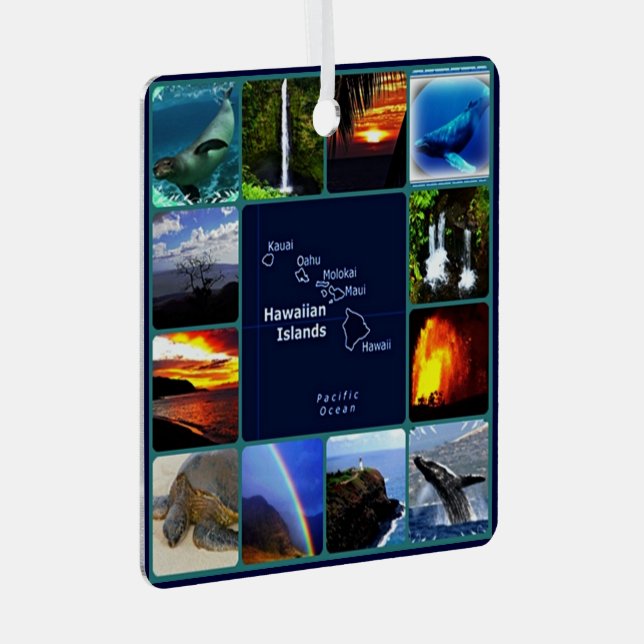 Hawaiian tropical rainbows and sunsets metal ornament (Front Right)