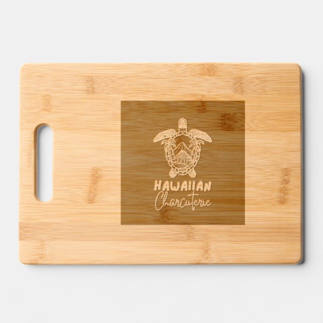 Hawaiian Tropical Sea Turtle  Engraved Cutting Board (Front)