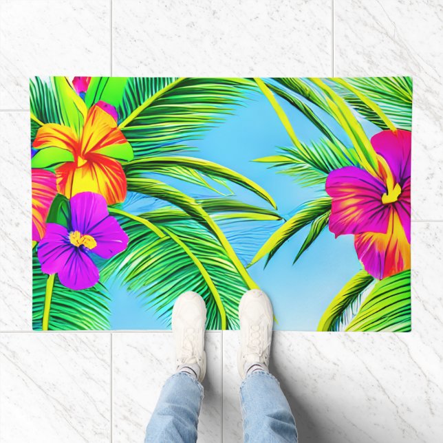 Hawaiian Tropical Seamless Pattern Doormat (Indoor)