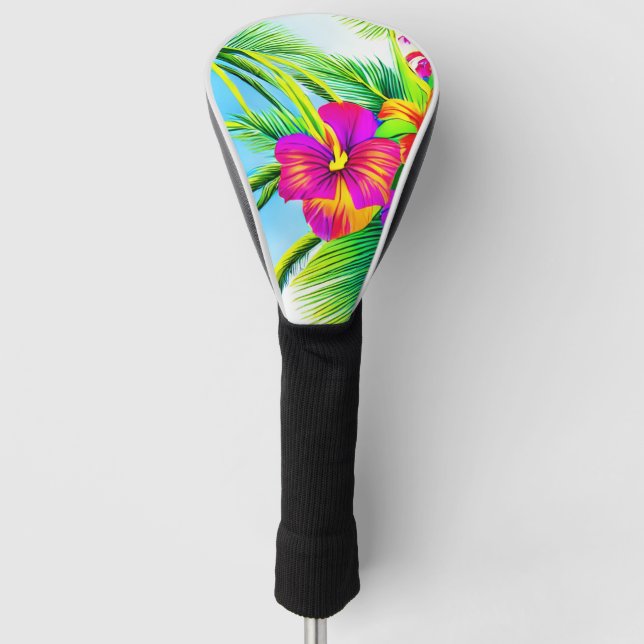 Hawaiian Tropical Seamless Pattern Golf Head Cover (Front)