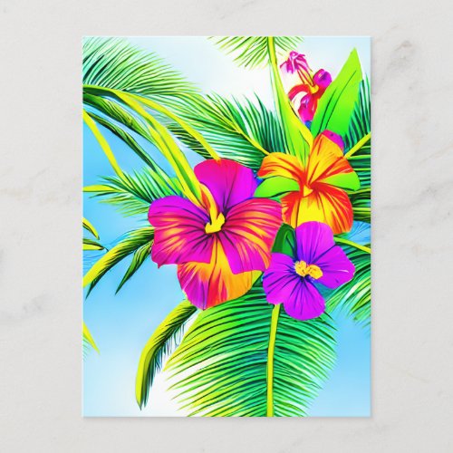 Hawaiian Tropical Seamless Pattern Postcard