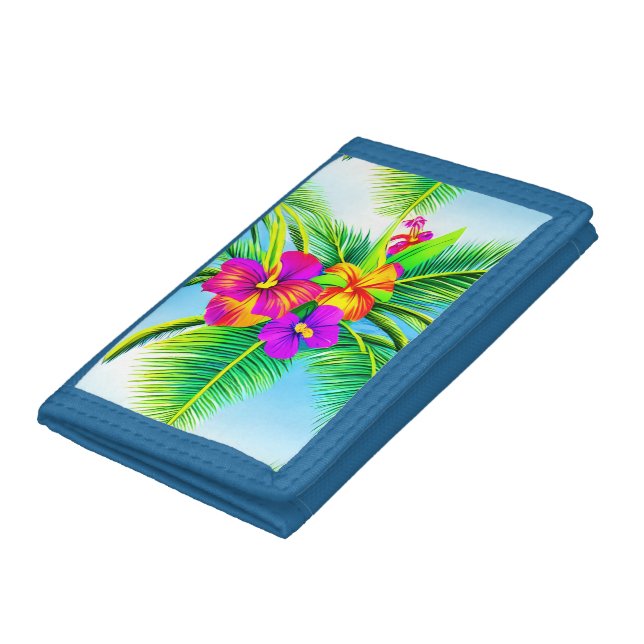 Hawaiian Tropical Seamless Pattern Trifold Wallet (Bottom)