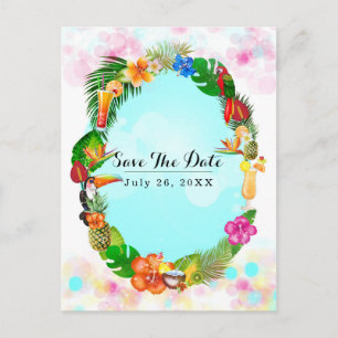 Hawaiian Tropical Summer Frame Save the Date Party Announcement Postcard