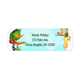 Hawaiian Tropical Summer Things Frame Luau Party Label