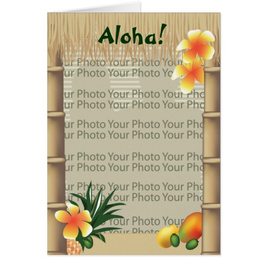 Hawaiian Tropical Tiki Hut Aloha Photo Frame Card (Front)