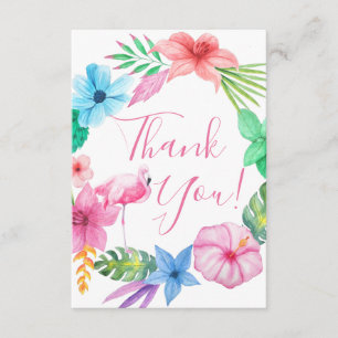 Hawaiian tropical wreath wedding thank you card