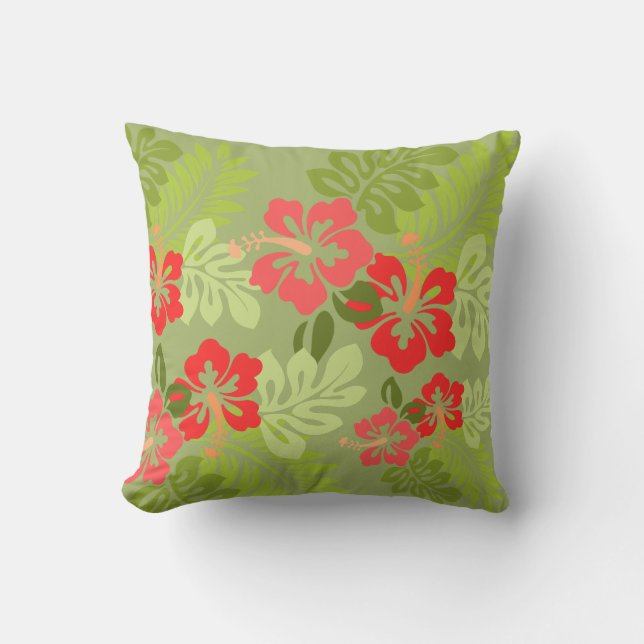 Hawaiian Tropics Throw Pillow (Front)