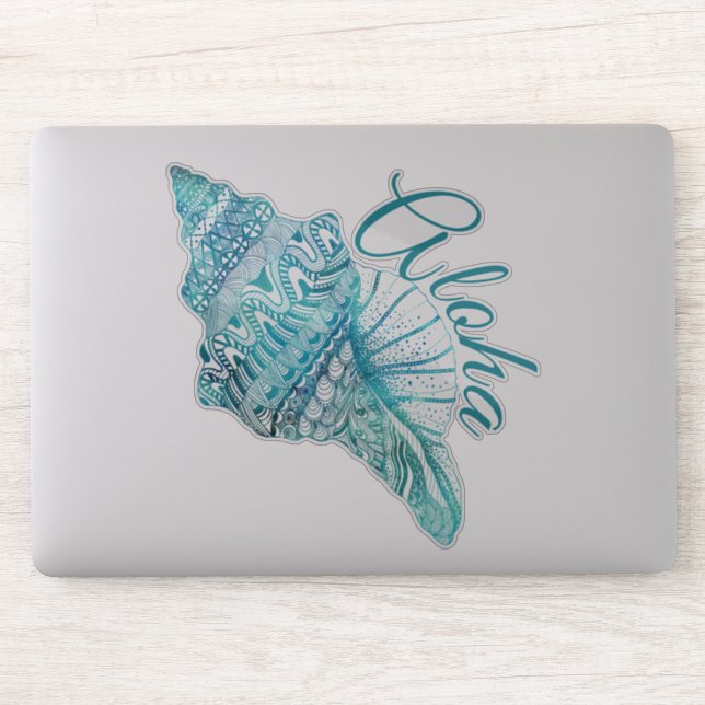 Hawaiian Turquoise Conch Shell Aloha Sticker (Computer)