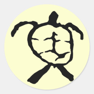 Hawaiian Turtle - black Classic Round Sticker