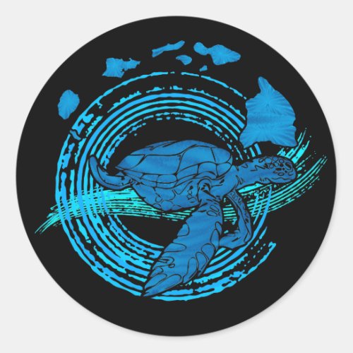 Hawaiian Turtle Eco Badge Classic Round Sticker