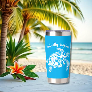 Hawaiian Turtle-Fisherman Aesthetic Light Blue Insulated Tumbler
