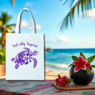 Hawaiian Turtle Fisherman Aesthetic-Purple Grocery Bag
