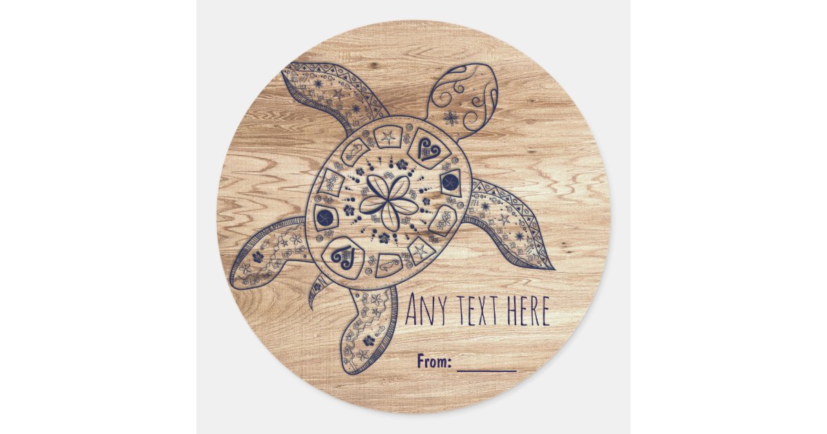 Hawaiian Turtle Light Wood Wedding Favor Classic Round Sticker Zazzle Com