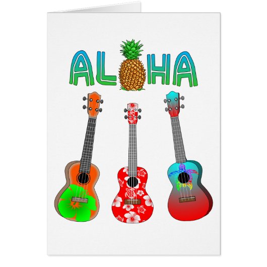 Hawaiian Ukulele Aloha Hawaii Cards (Front)