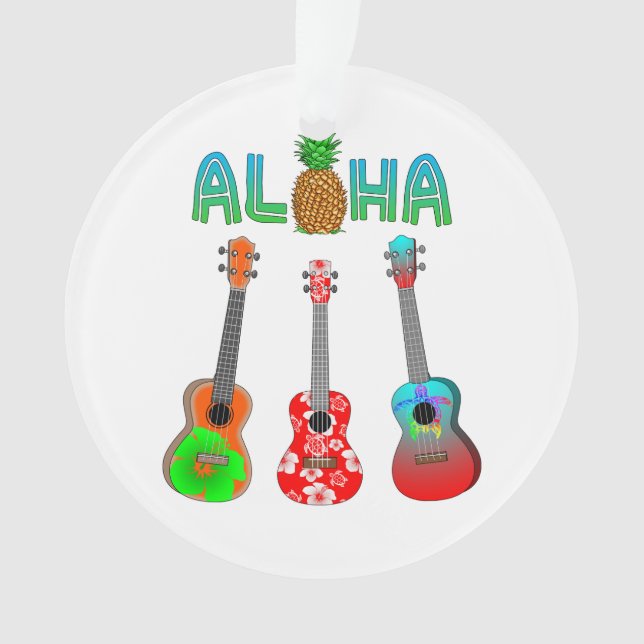Hawaiian Ukulele Aloha Hawaii Ornament (Front)