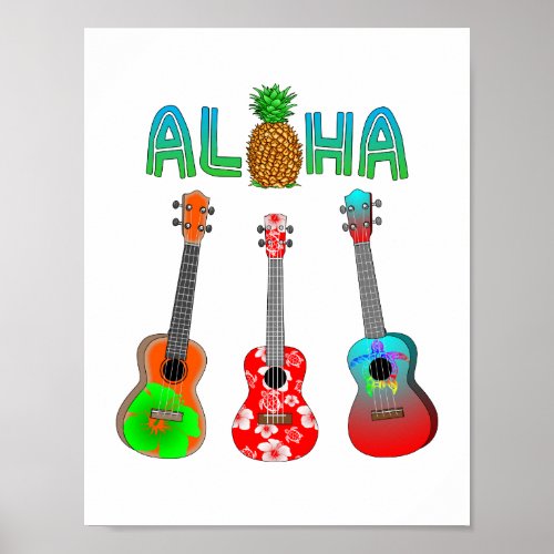 Hawaiian Ukulele Aloha Hawaii Poster