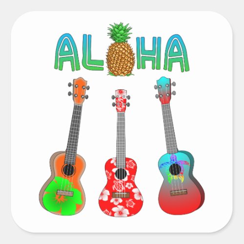 Hawaiian Ukulele Aloha Hawaii Square Sticker