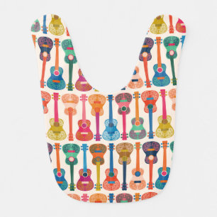 Hawaiian ukulele baby bib