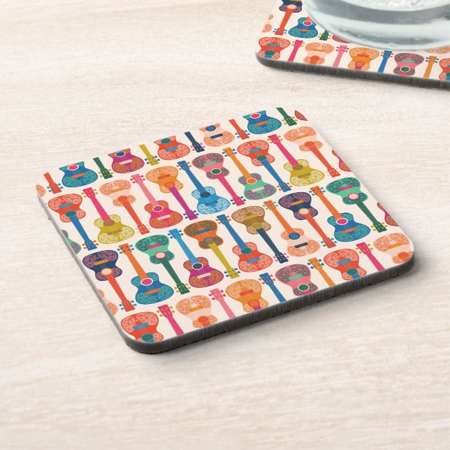 Hawaiian ukulele beverage coaster (Left Side)