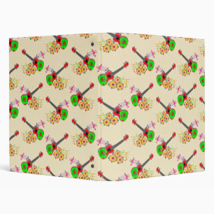 Hawaiian Ukulele Hibiscus Flowers 3 Ring Binder