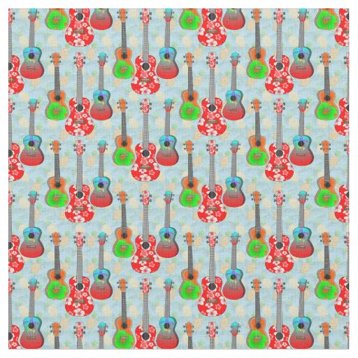 Hawaiian Ukulele Island Music Fabric
