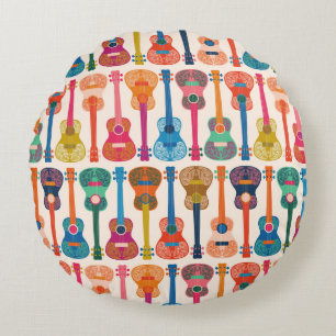 Hawaiian ukulele round pillow