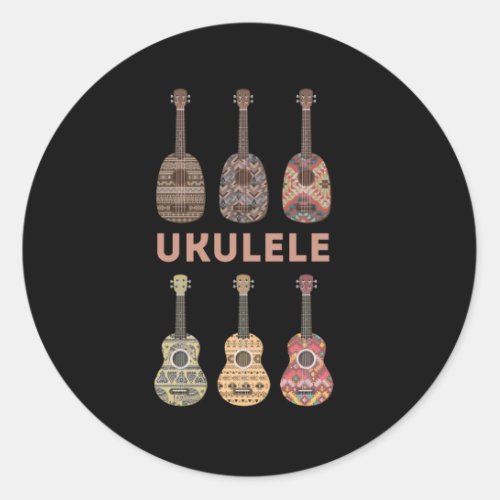 Hawaiian Ukulele Types of Musical Instruments Classic Round Sticker