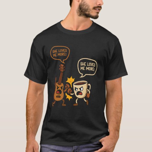 Hawaiian Ukulele Uke Coffee She Loves Me More T-Shirt