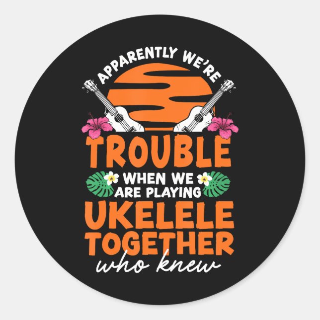 Hawaiian Ukulele Uke Friends Besties Buddies Classic Round Sticker (Front)