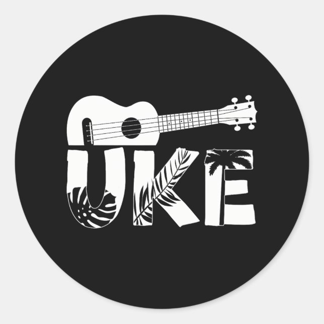 Hawaiian Ukulele Uke Uke Classic Round Sticker (Front)