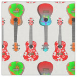 Hawaiian Ukuleles on Floral Hibiscus Fabric