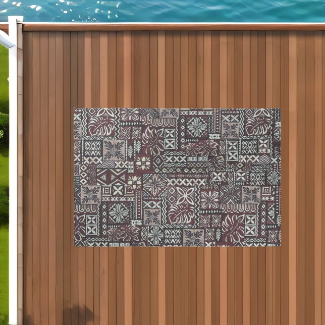 Hawaiian Ulu (Breadfruit) Tapa Outdoor Rug (Insitu (Outdoor 1))