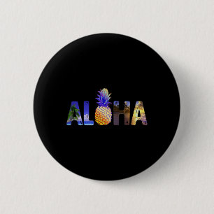 Hawaiian Vacation Pineapple Aloha Hawaii Luau Cost Button