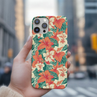Hawaiian Vibe Aesthetic Tropical Flowers Pattern iPhone 16 Pro Case
