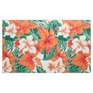 Hawaiian vibe tropical flowers and leaves pattern fabric