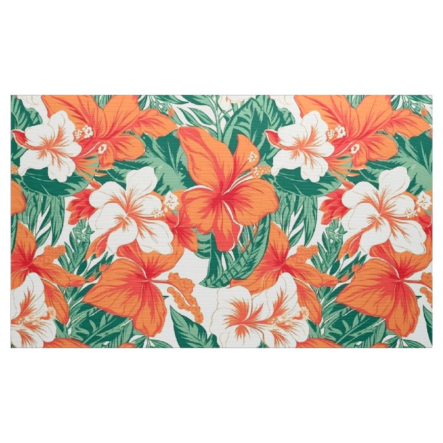 Hawaiian vibe tropical flowers and leaves pattern fabric