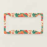 Hawaiian vibe tropical flowers and leaves pattern license plate frame<br><div class="desc">Aesthetic,  colorful Hawaiian vibe with tropical flowers and leaves pattern.</div>