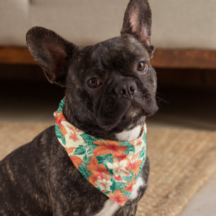Hawaiian vibe tropical flowers pattern bandana
