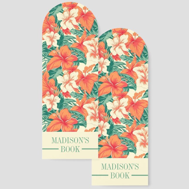 Hawaiian Vibe Tropical Flowers Pattern Bookmarks (Front & Back)