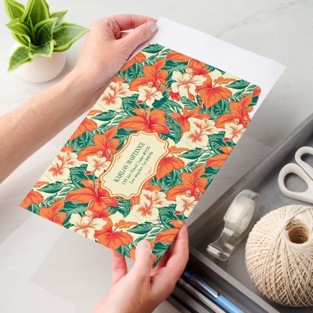 Hawaiian Vibe Tropical Flowers Pattern Envelope Mailers (Desk)