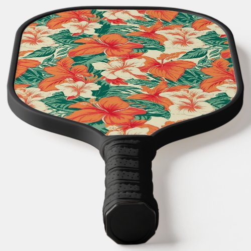 Hawaiian vibe tropical flowers pattern pickleball paddle