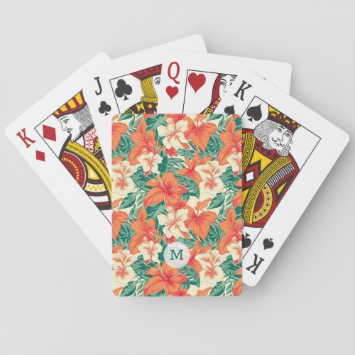 Hawaiian vibe tropical flowers pattern playing cards