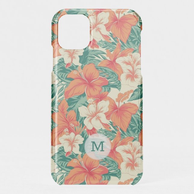 Hawaiian vibe tropical flowers pattern uncommon iPhone case (Back)