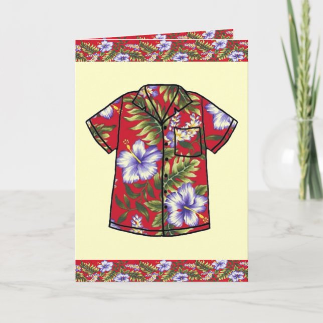 HAWAIIAN VINTAGE ALOHA SHIRT GREETING CARD (Front)
