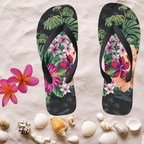 Hawaiian Vintage Aloha Shirt Style Flip Flops