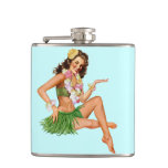 Hawaiian Vintage Beach Pin-up Girl Flask at Zazzle
