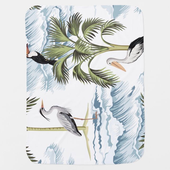 Hawaiian vintage, floral summer pattern. baby blanket (Front)